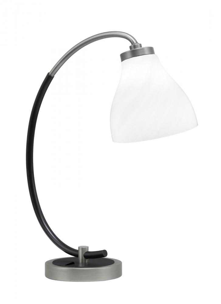 Desk Lamp, Graphite & Matte Black Finish, 6.25" White Marble Glass