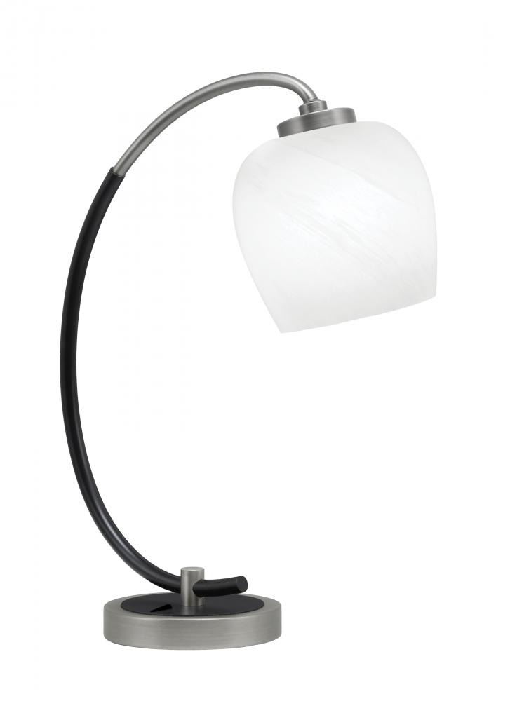 Desk Lamp, Graphite & Matte Black Finish, 6" White Marble Glass