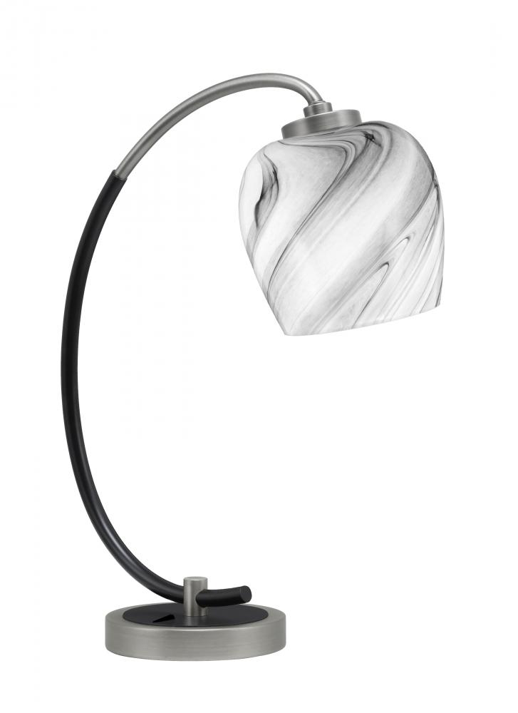 Desk Lamp, Graphite & Matte Black Finish, 6" Onyx Swirl Glass