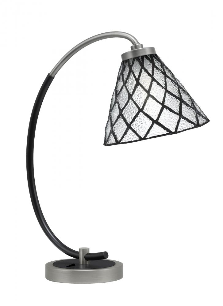 Desk Lamp, Graphite & Matte Black Finish, 7" Diamond Ice Art Glass
