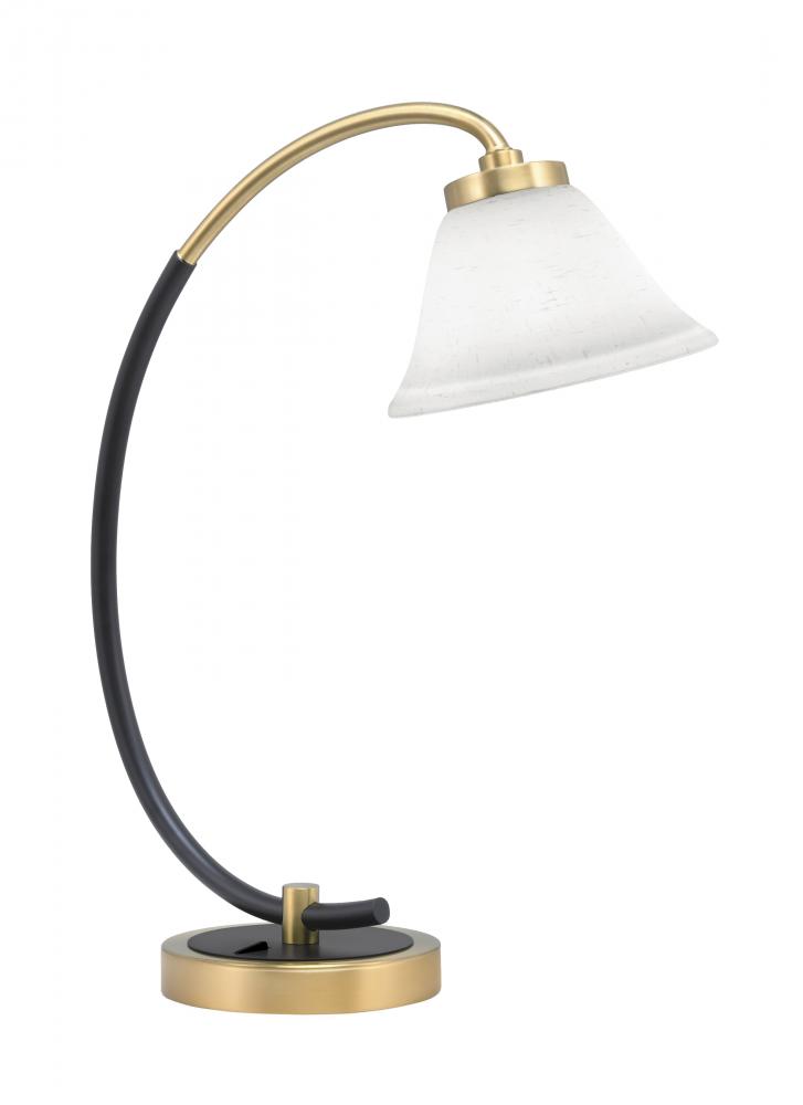 Desk Lamp, Matte Black & New Age Brass Finish, 7" White Muslin Glass