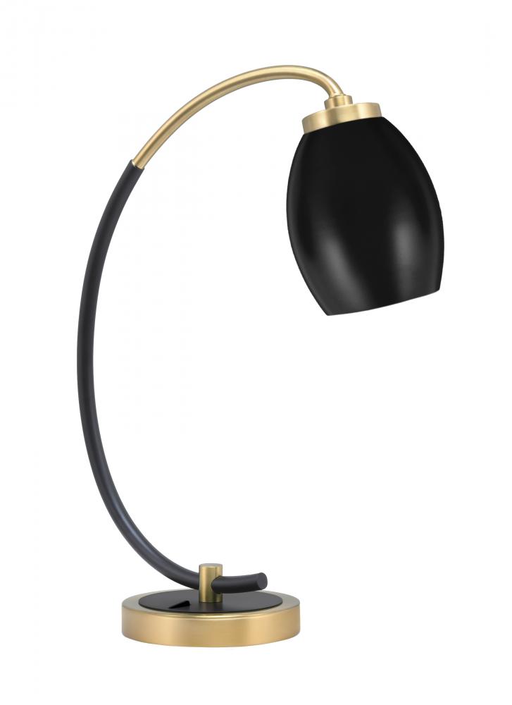 Desk Lamp, Matte Black & New Age Brass Finish, 5" Matte Black Oval Metal Shade