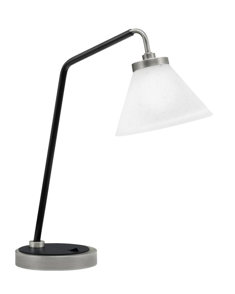 Desk Lamp, Graphite & Matte Black Finish, 7" White Muslin Glass