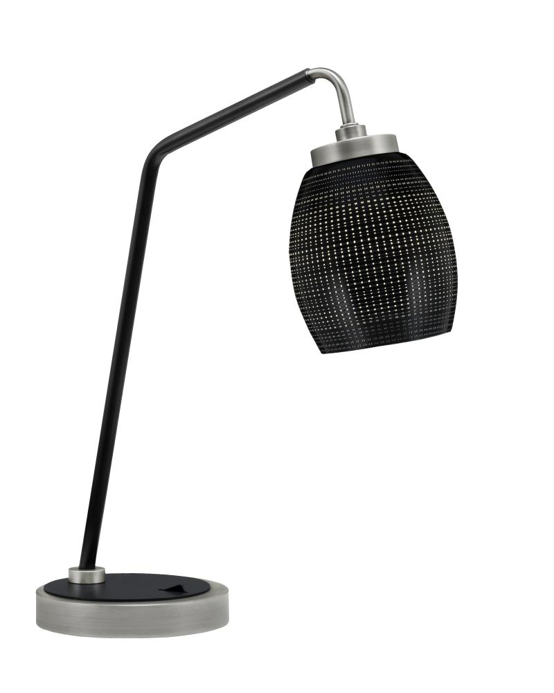 Desk Lamp, Graphite & Matte Black Finish, 5" Black Matrix Glass