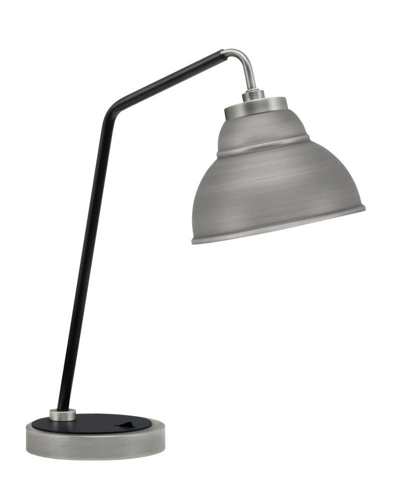 Desk Lamp, Graphite & Matte Black Finish, 7" Graphite Double Bubble Metal Shade