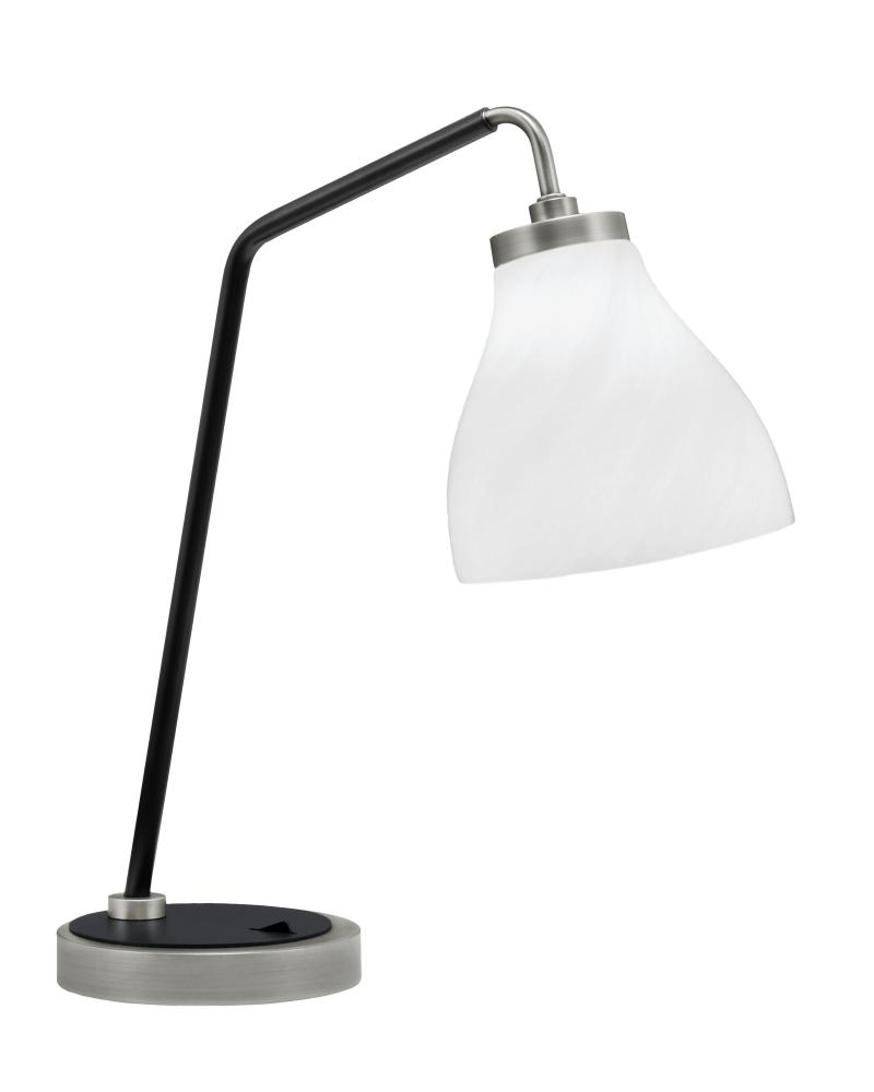 Desk Lamp, Graphite & Matte Black Finish, 6.25" White Marble Glass