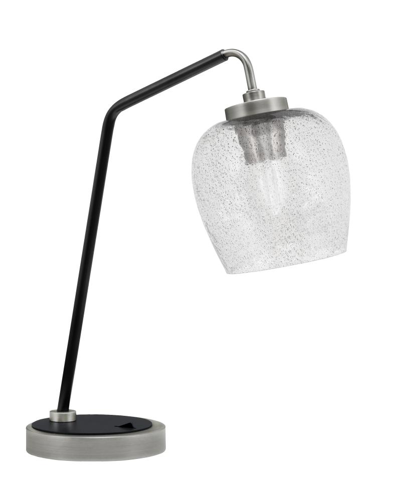 Desk Lamp, Graphite & Matte Black Finish, 6" Smoke Bubble Glass