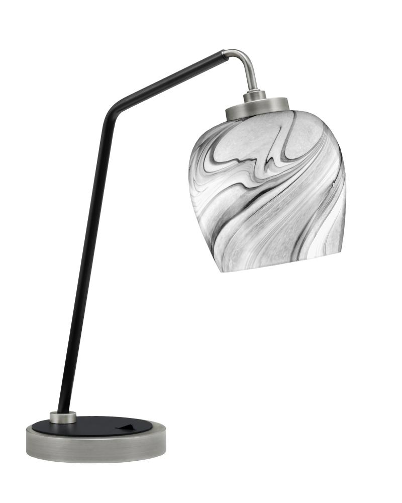 Desk Lamp, Graphite & Matte Black Finish, 6" Onyx Swirl Glass