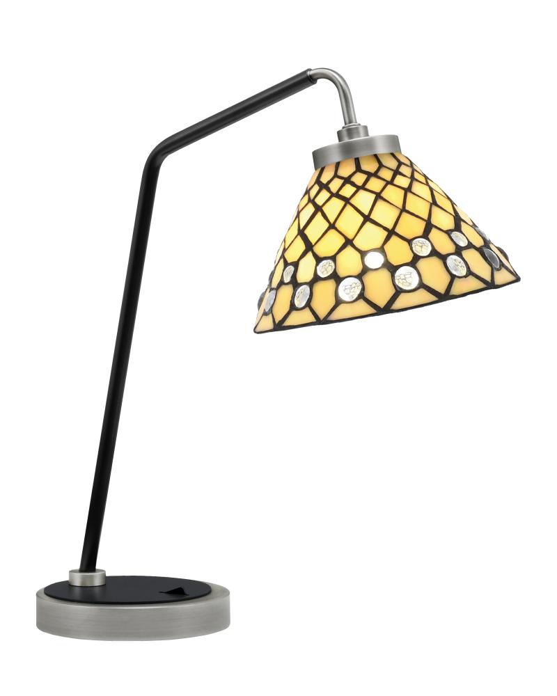Desk Lamp, Graphite & Matte Black Finish, 7" Starlight Art Glass