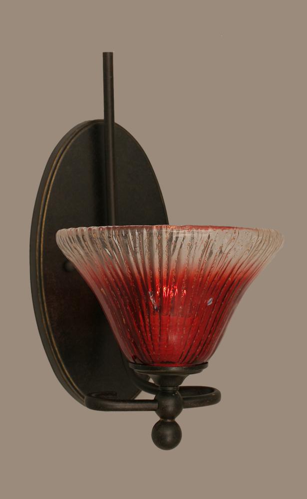 One Light Dark Granite Raspberry Crystal Glass Bathroom Sconce