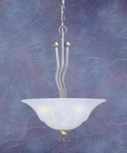 Toltec Company 224-BN-53815 - Three Light Brushed Nickel White Marble Glass Up Pendant