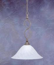 Toltec Company 231-BRZ-5781 - One Light Bronze White Alabaster Swirl Glass Down Pendant