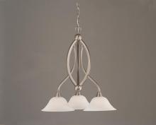 Toltec Company 263-BN-510 - Three Light Brushed Nickel White Alabaster Glass Down Chandelier