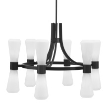 Toltec Company 4806-MB-881 - Everleigh 12 Light Chandelier Shown in Matte Black Finish with 4" White Glass
