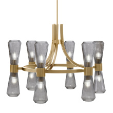 Toltec Company 4806-NAB-882 - Everleigh 12 Light Chandelier Shown in New Age Brass Finish with 4" Smoke Glass
