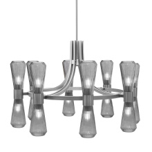 Toltec Company 4808-GP-882 - Everleigh 16 Light Chandelier Shown in Graphite Finish with 4" Smoke Glass