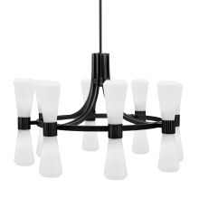 Toltec Company 4808-MB-881 - Everleigh 16 Light Chandelier Shown in Matte Black Finish with 4" White Glass