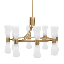 Toltec Company 4808-NAB-881 - Everleigh 16 Light Chandelier Shown in New Age Brass Finish with 4" White Glass