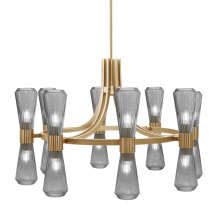 Toltec Company 4808-NAB-882 - Everleigh 16 Light Chandelier Shown in New Age Brass Finish with 4" Smoke Glass