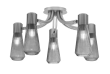 Toltec Company 4817-GP-882 - Everleigh 5 Light Semi-Flush Shown in Graphite Finish with 4" Smoke Glass