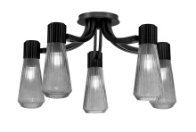 Toltec Company 4817-MB-882 - Everleigh 5 Light Semi-Flush Shown in Matte Black Finish with 4" Smoke Glass