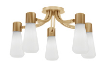 Toltec Company 4817-NAB-881 - Everleigh 5 Light Semi-Flush Shown in New Age Brass Finish with 4" White Glass