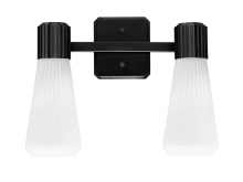 Toltec Company 4822-MB-881 - Everleigh 2 Light Bath Bar Shown in Matte Black Finish with 4" White Glass