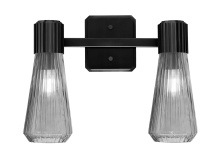 Toltec Company 4822-MB-882 - Everleigh 2 Light Bath Bar Shown in Matte Black Finish with 4" Smoke Glass