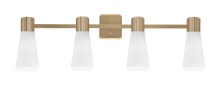 Toltec Company 4824-NAB-881 - Everleigh 4 Light Bath Bar Shown in New Age Brass Finish with 4" White Glass