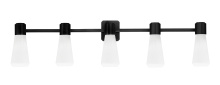 Toltec Company 4825-MB-881 - Everleigh 5 Light Bath Bar Shown in Matte Black Finish with 4" White Glass