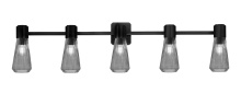 Toltec Company 4825-MB-882 - Everleigh 5 Light Bath Bar Shown in Matte Black Finish with 4" Smoke Glass