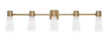 Toltec Company 4825-NAB-881 - Everleigh 5 Light Bath Bar Shown in New Age Brass Finish with 4" White Glass