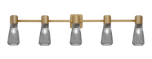 Toltec Company 4825-NAB-882 - Everleigh 5 Light Bath Bar Shown in New Age Brass Finish with 4" Smoke Glass