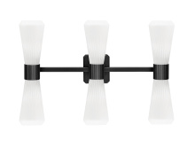 Toltec Company 4826-MB-881 - Everleigh 6 Light Bath Bar Shown in Matte Black Finish with 4" White Glass