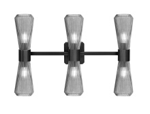 Toltec Company 4826-MB-882 - Everleigh 6 Light Bath Bar Shown in Matte Black Finish with 4" Smoke Glass