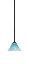 Toltec Company 560-DG-458 - Zilo Stem Hung Mini Pendant, Dark Granite Finish, 7" Teal Crystal Glass