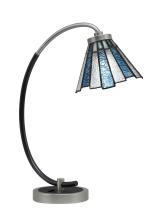 Toltec Company 57-GPMB-9325 - Desk Lamp, Graphite & Matte Black Finish, 7" Sea Ice Art Glass