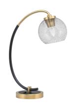 Toltec Company 57-MBNAB-4102 - Desk Lamp, Matte Black & New Age Brass Finish, 5.75" Smoke Bubble Glass