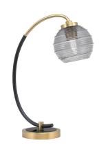 Toltec Company 57-MBNAB-5112 - Desk Lamp, Matte Black & New Age Brass Finish, 6" Smoke Ribbed Glass