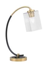 Toltec Company 57-MBNAB-530 - Desk Lamp, Matte Black & New Age Brass Finish, 4" Square Clear Bubble Glass