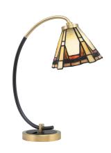 Toltec Company 57-MBNAB-9345 - Desk Lamp, Matte Black & New Age Brass Finish, 7" Zion Art Glass