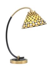 Toltec Company 57-MBNAB-9415 - Desk Lamp, Matte Black & New Age Brass Finish, 7" Starlight Art Glass
