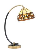 Toltec Company 57-MBNAB-9975 - Desk Lamp, Matte Black & New Age Brass Finish, 7" Roman Jewel Art Glass