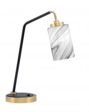 Toltec Company 59-MBNAB-3009 - Desk Lamp, Matte Black & New Age Brass Finish, 4" Onyx Swirl Glass