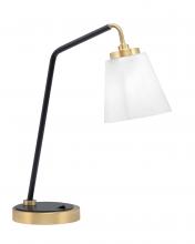 Toltec Company 59-MBNAB-460 - Desk Lamp, Matte Black & New Age Brass Finish, 4.5" Square White Muslin Glass