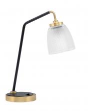 Toltec Company 59-MBNAB-500 - Desk Lamp, Matte Black & New Age Brass Finish, 5" Clear Ribbed Glass