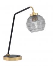 Toltec Company 59-MBNAB-5112 - Desk Lamp, Matte Black & New Age Brass Finish, 6" Smoke Ribbed Glass