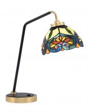 Toltec Company 59-MBNAB-9425 - Desk Lamp, Matte Black & New Age Brass Finish, 7" Pavo Art Glass