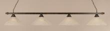 Toltec Company 804-BRZ-711 - Four Light Bronze Frosted Crystal Glass Pool Table Light