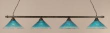 Toltec Company 804-BRZ-715 - Four Light Bronze Teal Crystal Glass Pool Table Light